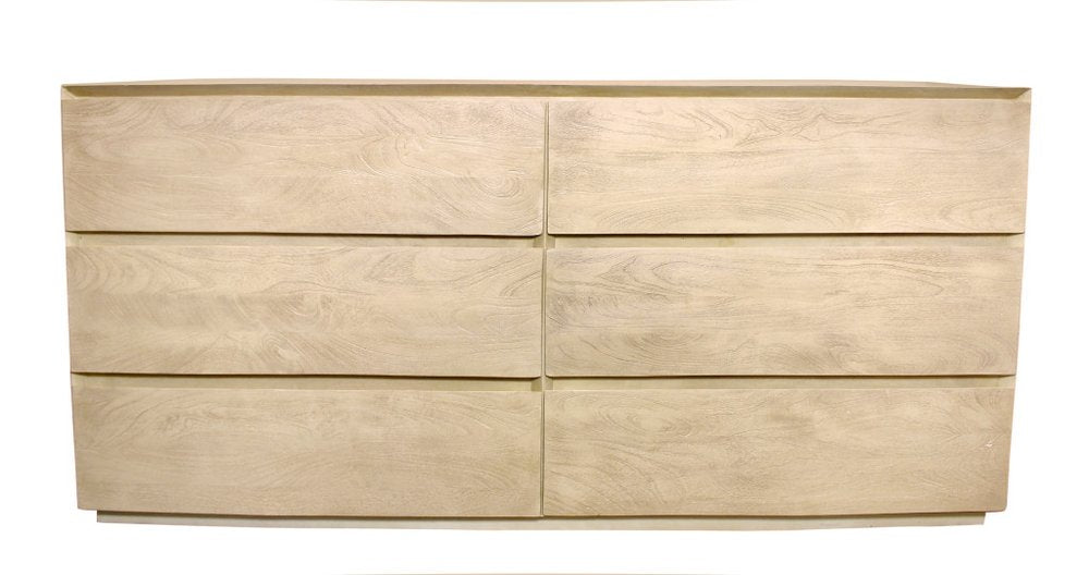 Natural Solid Wood Six Drawer Double Dresser - 72-inch
