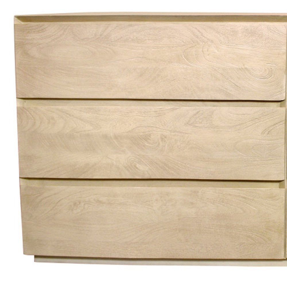 Natural Solid Wood Six Drawer Double Dresser - 72-inch