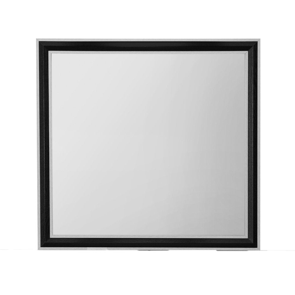 Black and Gray Wood Dresser Mount Framed Mirror - 39-inch