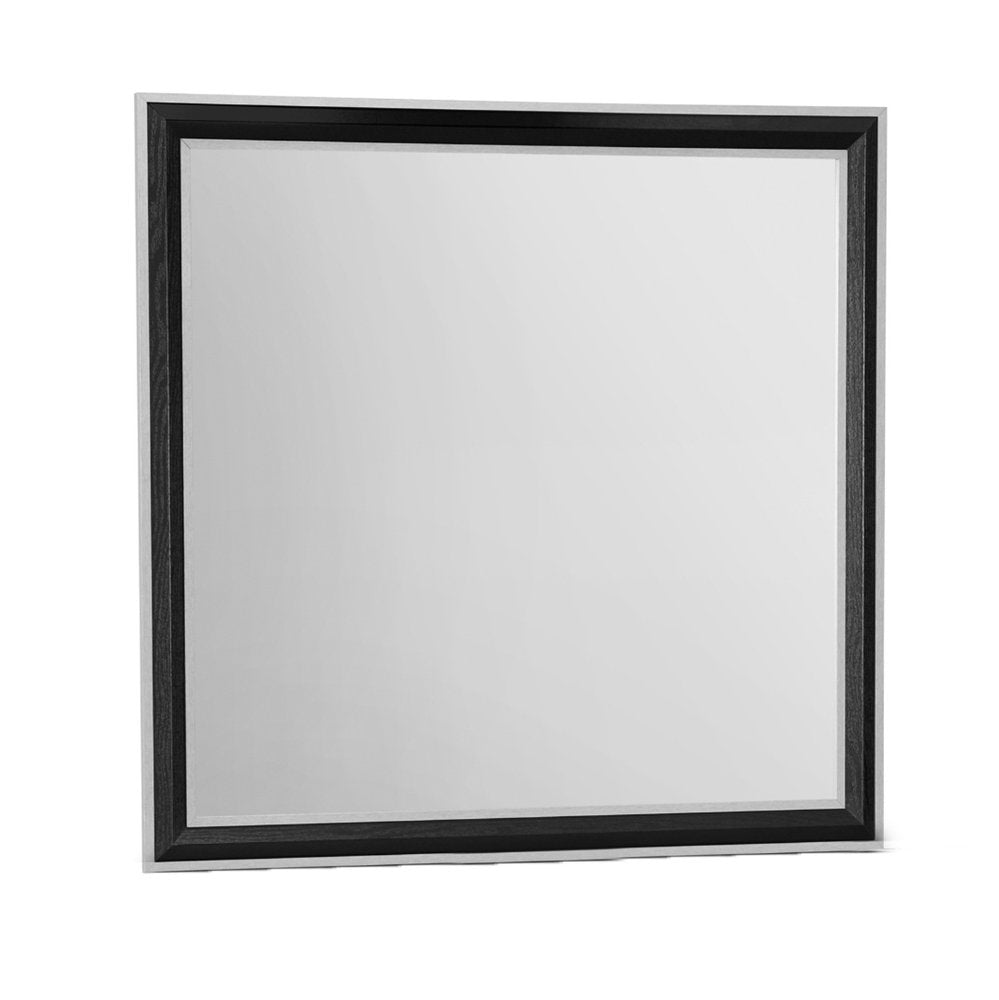 Black and Gray Wood Dresser Mount Framed Mirror - 39-inch