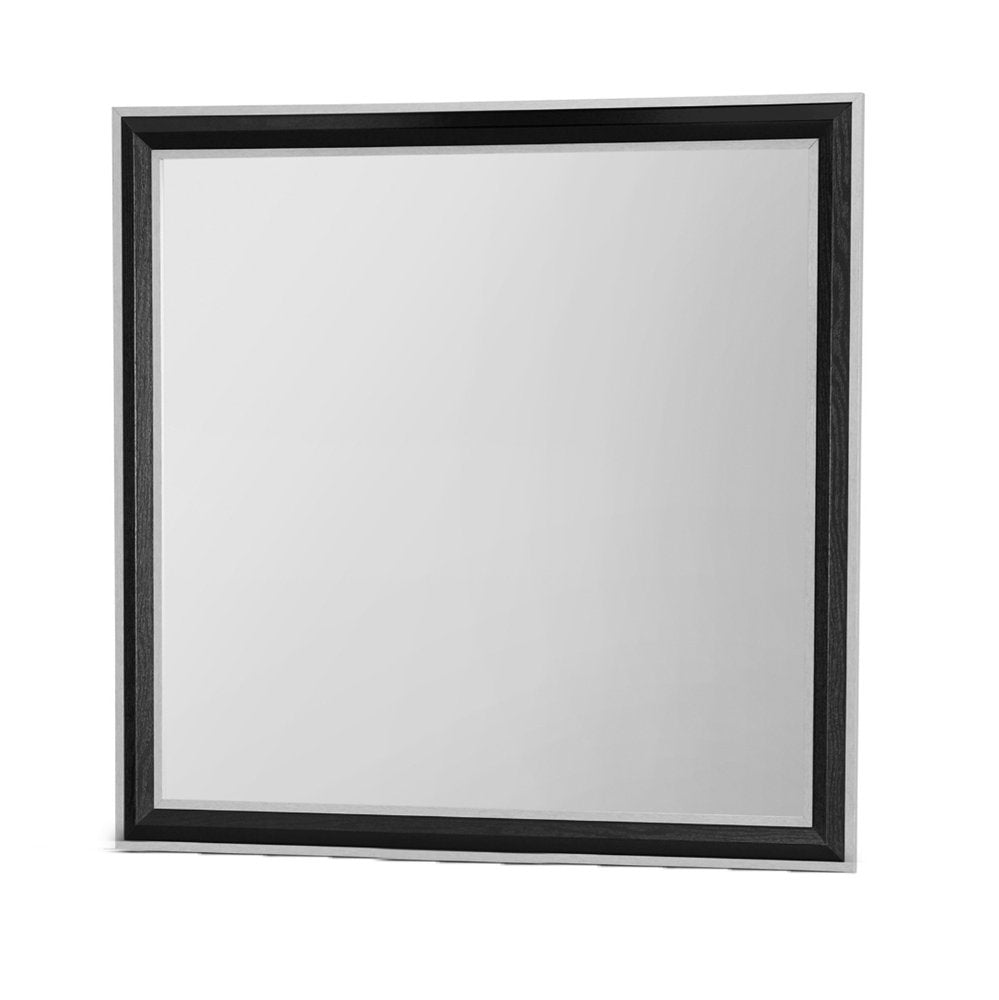 Black and Gray Wood Dresser Mount Framed Mirror - 39-inch