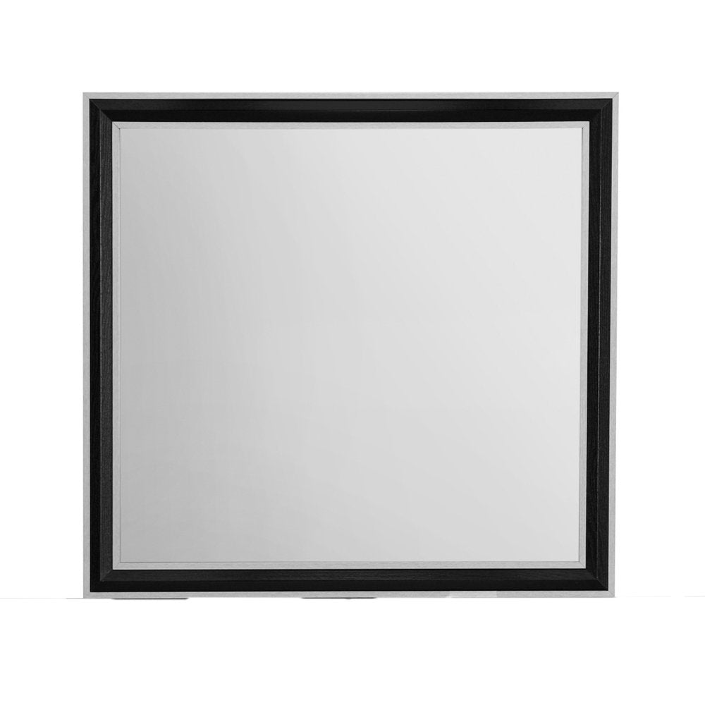 Black and Gray Wood Dresser Mount Framed Mirror - 39-inch