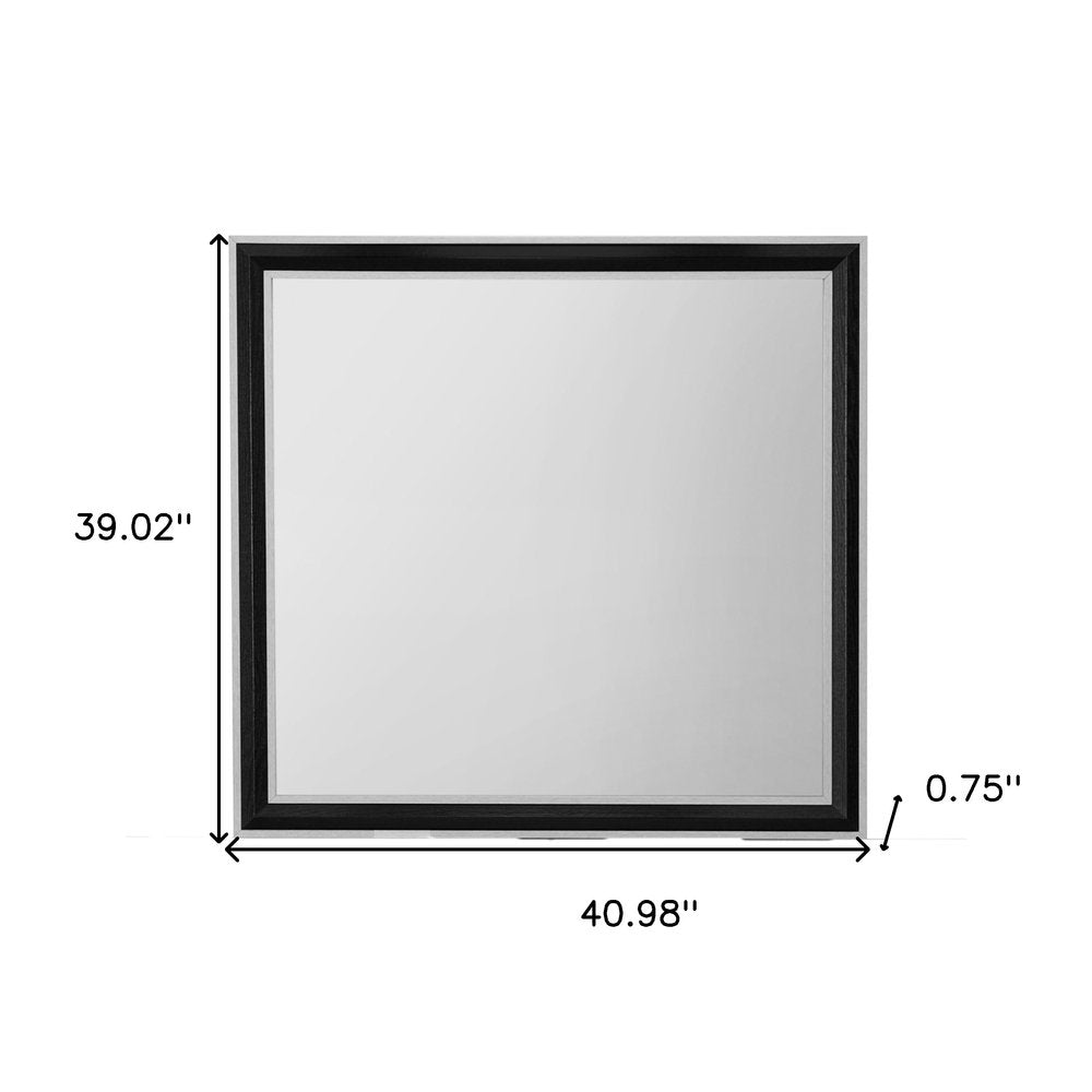 Black and Gray Wood Dresser Mount Framed Mirror - 39-inch