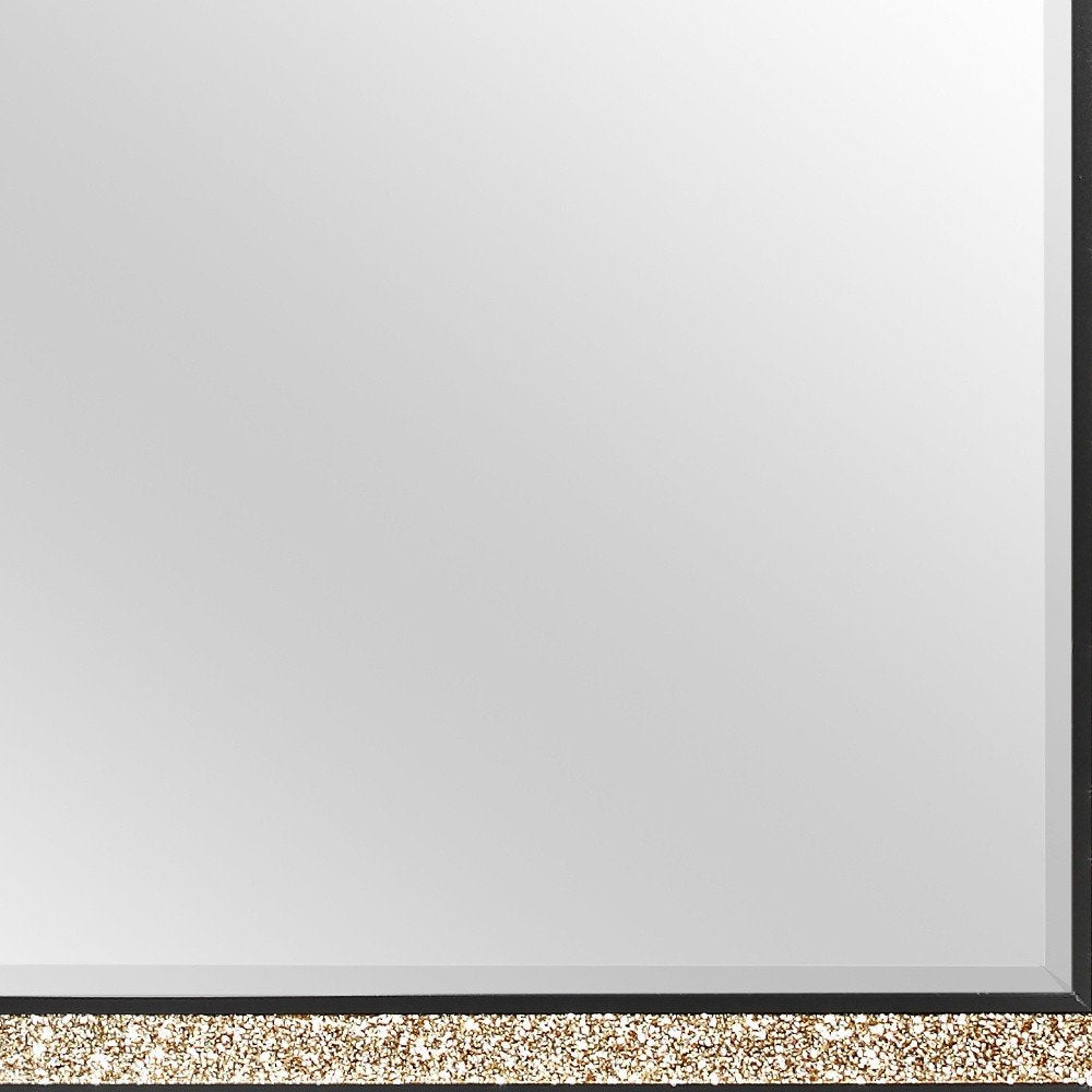 Black and Gold Faux Crystal and Wood Dresser Mount Framed Mirror - 36-inch