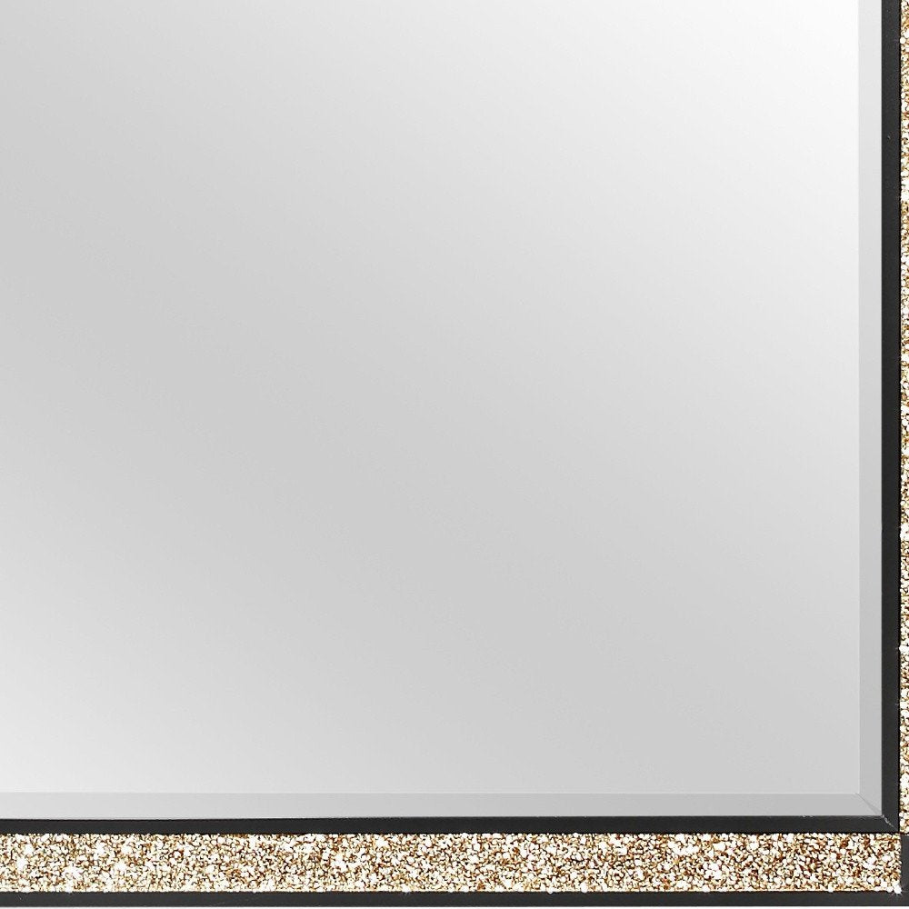 Black and Gold Faux Crystal and Wood Dresser Mount Framed Mirror - 36-inch