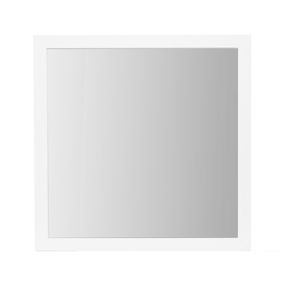 White Wood Square Dresser Mount Framed Mirror - 40-inch