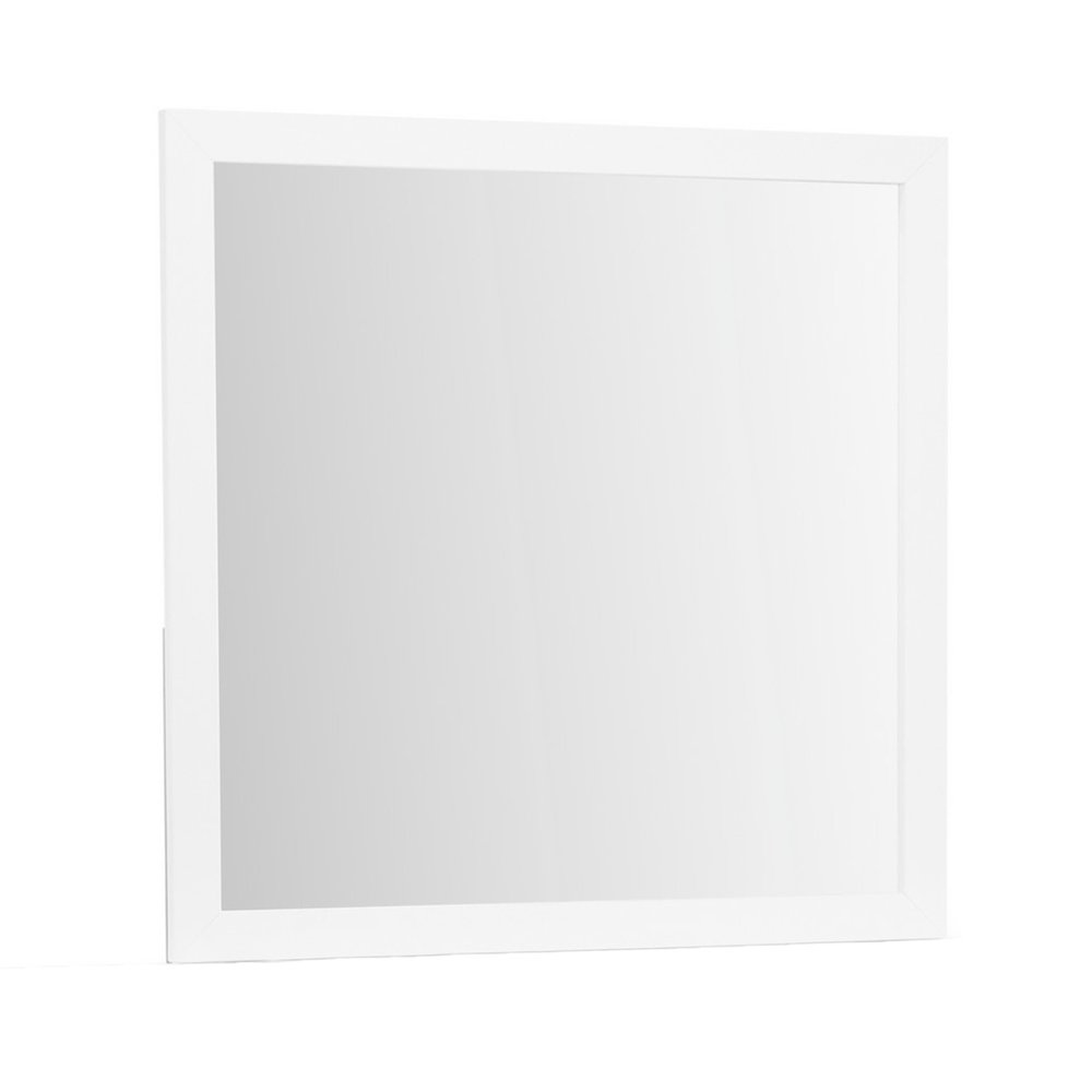 White Wood Square Dresser Mount Framed Mirror - 40-inch