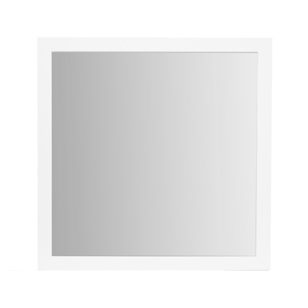 White Wood Square Dresser Mount Framed Mirror - 40-inch