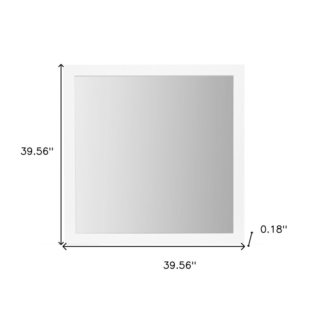 White Wood Square Dresser Mount Framed Mirror - 40-inch
