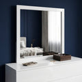 White Wood Square Dresser Mount Framed Mirror - 40-inch