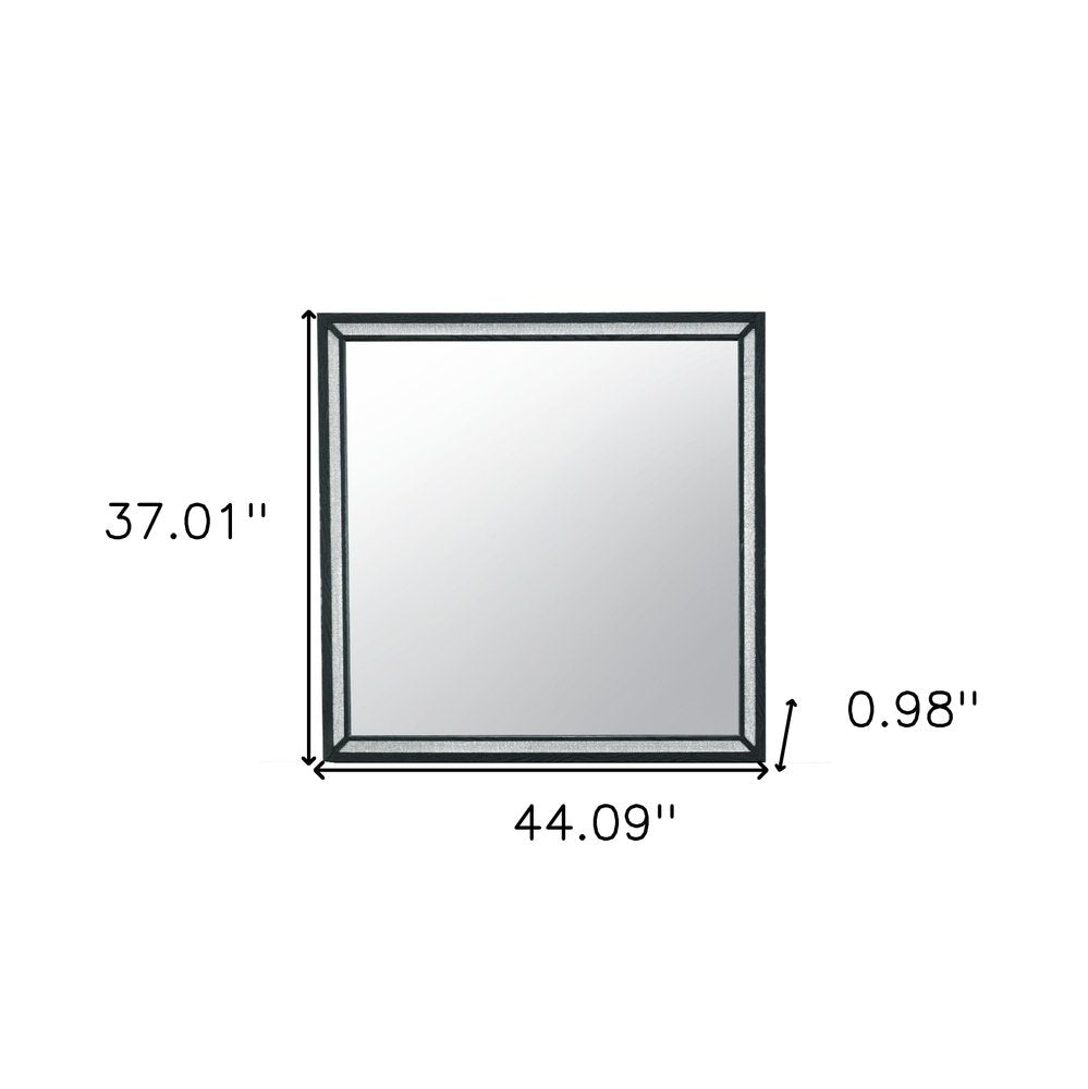 Black Faux Crystal and Wood Dresser Mount Framed Mirror - 37-inch
