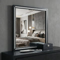 Black Faux Crystal and Wood Dresser Mount Framed Mirror - 37-inch