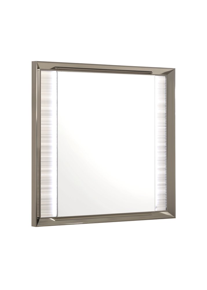 White and Silver Wood Lighted Dresser Mount Framed Mirror - 38-inch