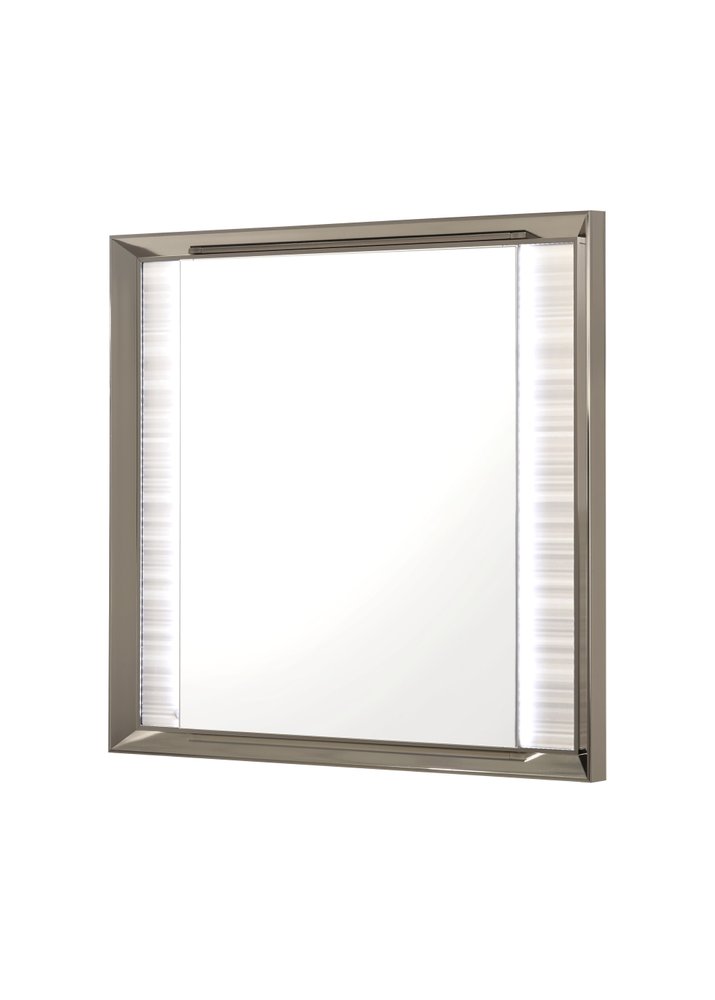 White and Silver Wood Lighted Dresser Mount Framed Mirror - 38-inch
