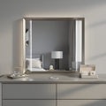 White and Silver Wood Lighted Dresser Mount Framed Mirror - 38-inch