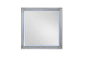 White Wood Square Lighted Dresser Mount Framed Mirror - 42-inch
