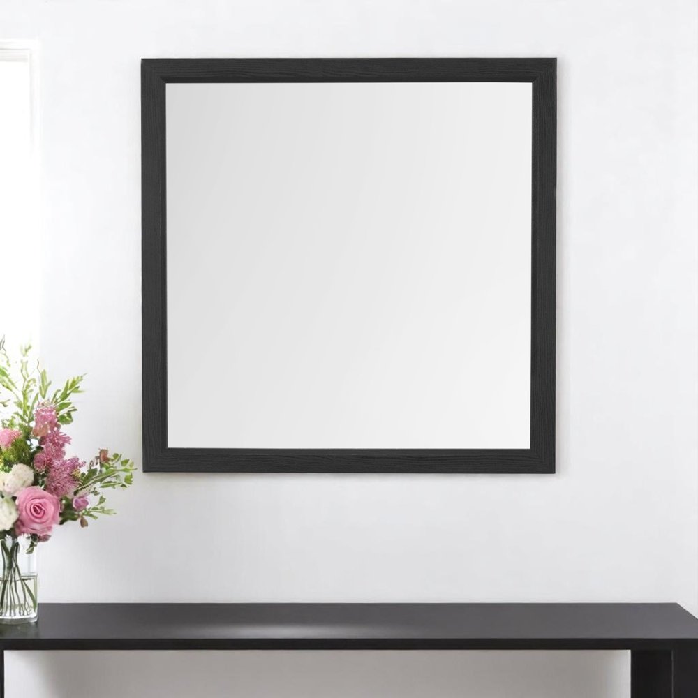 Gray Square Wood Framed Accent Mirror - 40-inch