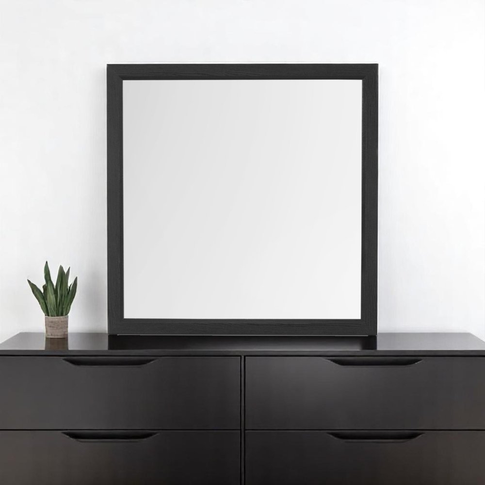 Gray Square Wood Framed Accent Mirror - 40-inch