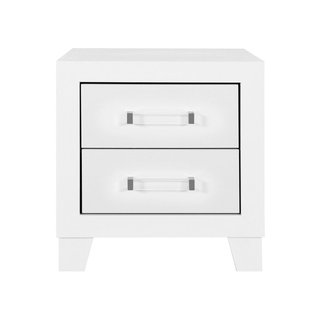 White Two Drawer Wood Nightstand - 22-inch