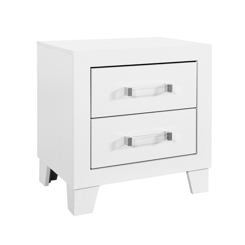 White Two Drawer Wood Nightstand - 22-inch
