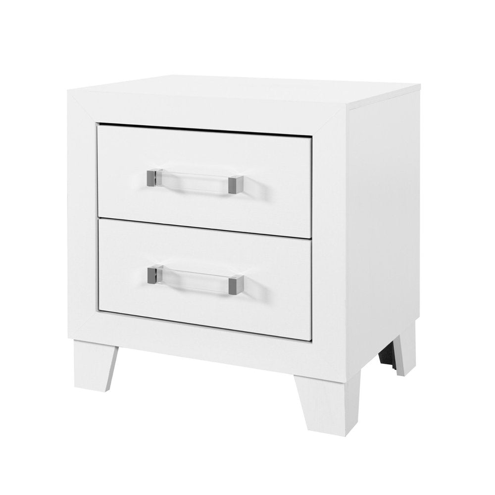 White Two Drawer Wood Nightstand - 22-inch