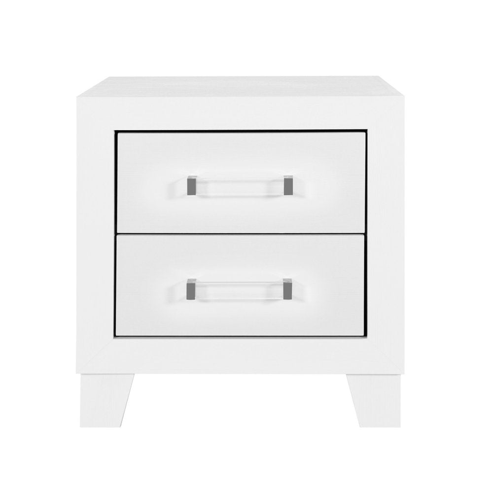 White Two Drawer Wood Nightstand - 22-inch
