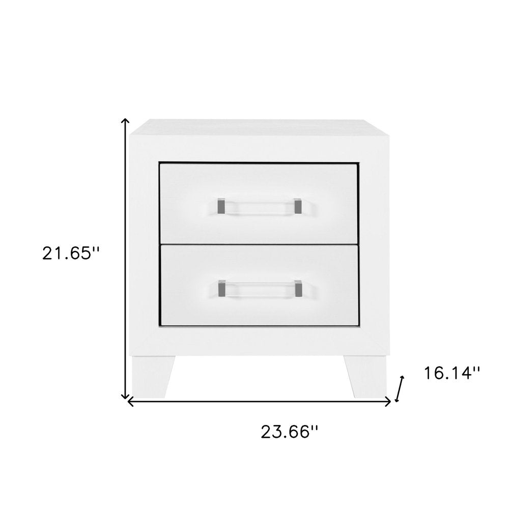 White Two Drawer Wood Nightstand - 22-inch