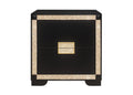 Black and Gold Two Drawer Faux Crystal Bling Wood Nightstand - 26-inch