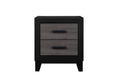 Black and Gray Wood Two Drawer Nightstand - 22-inch
