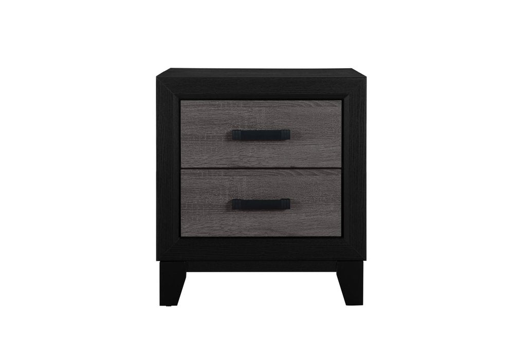 Black and Gray Wood Two Drawer Nightstand - 22-inch