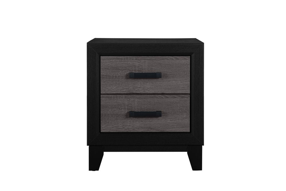Black and Gray Wood Two Drawer Nightstand - 22-inch