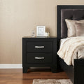 Black Solid and Manufactured Wood Two Drawer Nightstand - 22-inch