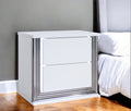 White Solid and Manufactured Wood Lighted Two Drawer Nightstand - 25-inch