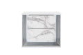 White Wood Faux Marble Solid and Manufactured Wood Lighted Two Drawer Nightstand with USB Port