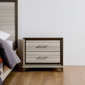 Silver and White Wood Lighted Two Drawer Nightstand - 25-inch
