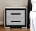 Gray and Black Two Drawer Wood Nightstand - 25-inch