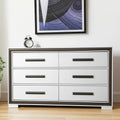 Gray and Black Wood Six Drawer Double Dresser - 60-inch