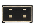 Black and Gold Faux Crystal Bling Wood Six Drawer Double Dresser - 62-inch