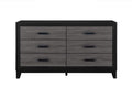 Black and Gray Wood Six Drawer Double Dresser - 58-inch