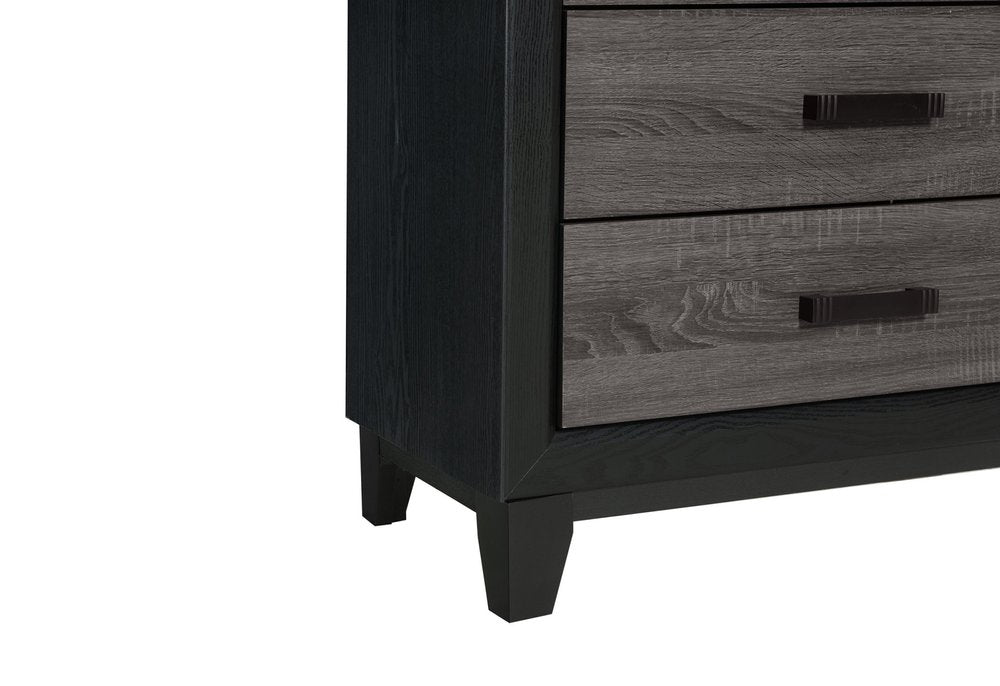 Black and Gray Wood Six Drawer Double Dresser - 58-inch
