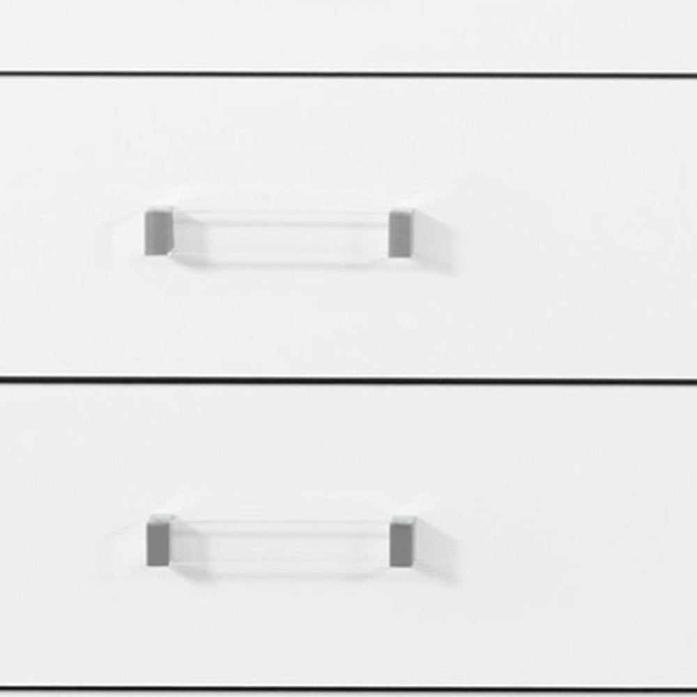 White Wood Six Drawer Double Dresser - 58-inch