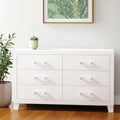 White Wood Six Drawer Double Dresser - 58-inch