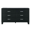 Black Wood Six Drawer Double Dresser - 58-inch