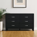 Black Wood Six Drawer Double Dresser - 58-inch