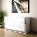 White Wood Lighted Six Drawer Double Dresser - 61-inch