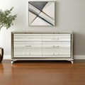 White and Silver Wood Six Drawer Double Dresser - 64-inch