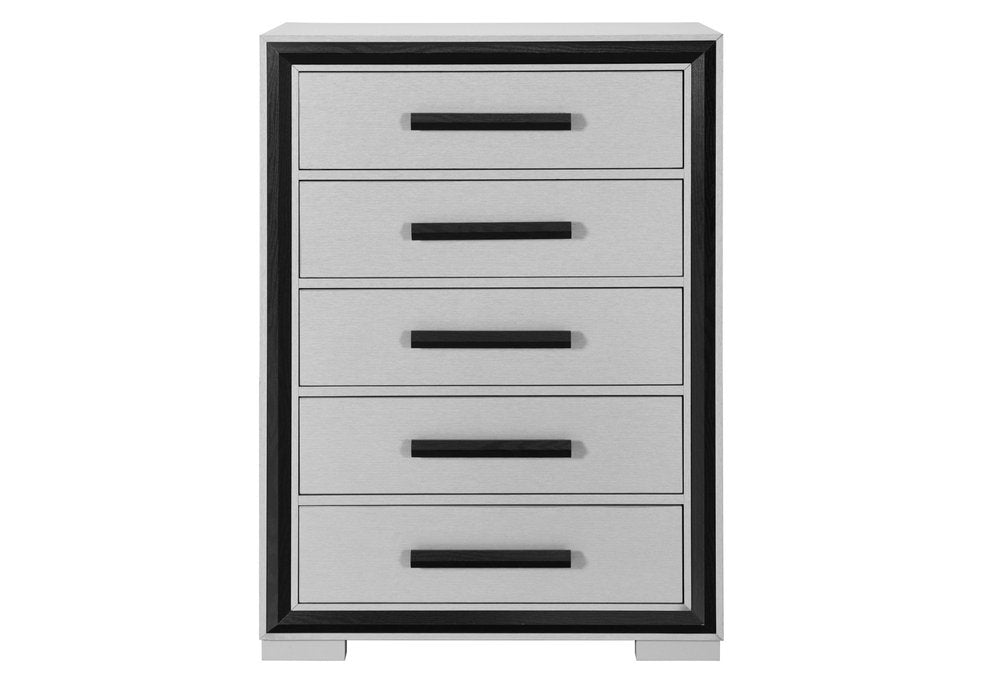 Gray and Black Wood Five Drawer Dresser - 48-inch