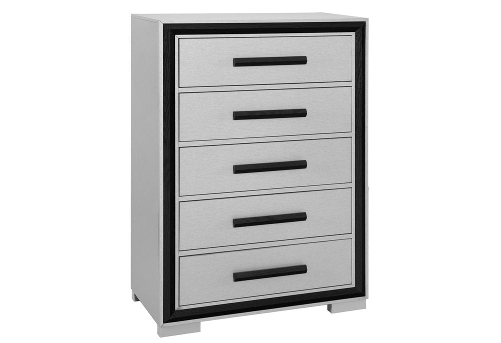 Gray and Black Wood Five Drawer Dresser - 48-inch