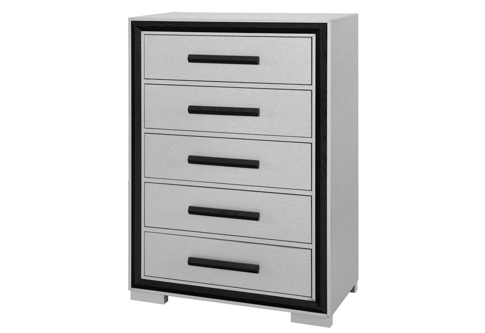 Gray and Black Wood Five Drawer Dresser - 48-inch