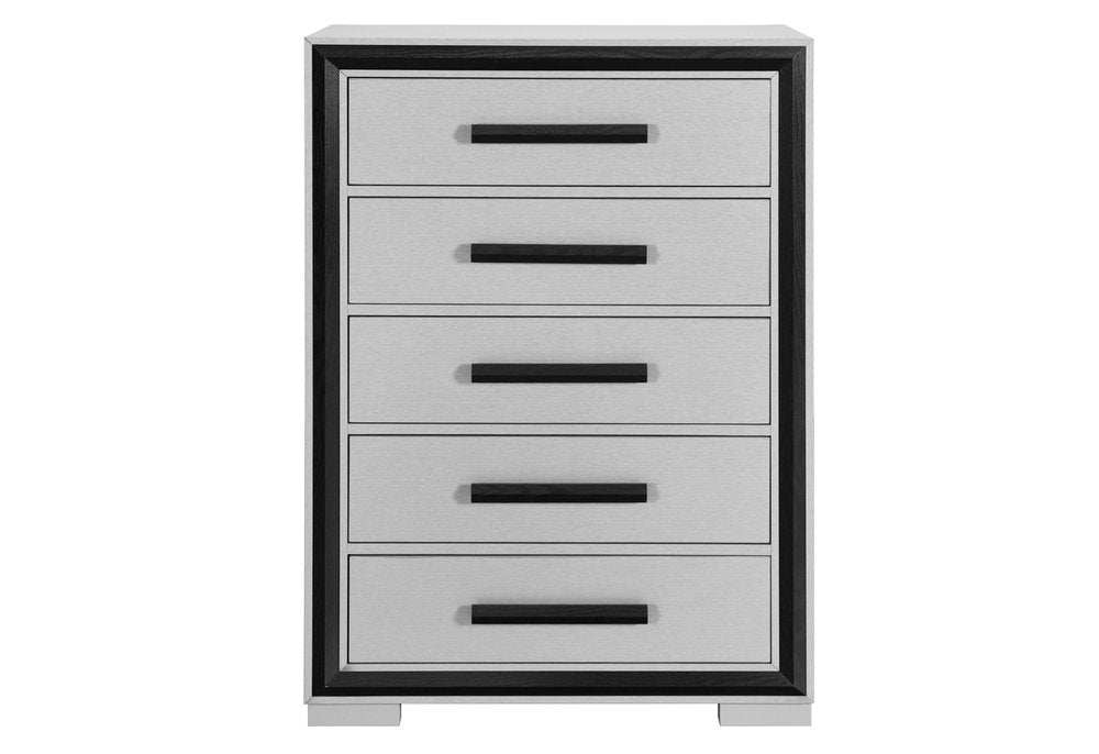 Gray and Black Wood Five Drawer Dresser - 48-inch